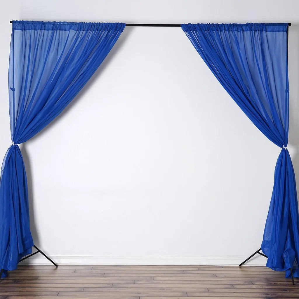 10FT Fire Retardant Royal Blue Sheer Curtain Panel Backdrops Window Treatment With Rod Pockets - Premium Collection