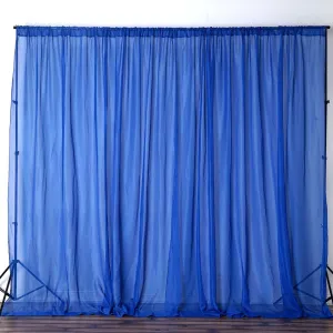 10FT Fire Retardant Royal Blue Sheer Curtain Panel Backdrops Window Treatment With Rod Pockets - Premium Collection