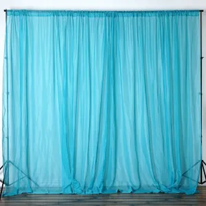 10FT Fire Retardant Turquoise Sheer Curtain Panel Backdrops Window Treatment With Rod Pockets - Premium Collection