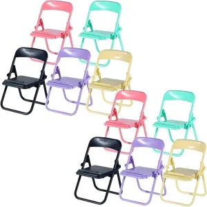 10Pcs Multicolour Folding Chair Phone Stand,Chair Phone Holder Stand, Mini Foldable Chair Phone Stand, Candy Color Universal Mobile Phone Holder,Foldable Stool Desk,Cute Mini Things,Telephone Stands