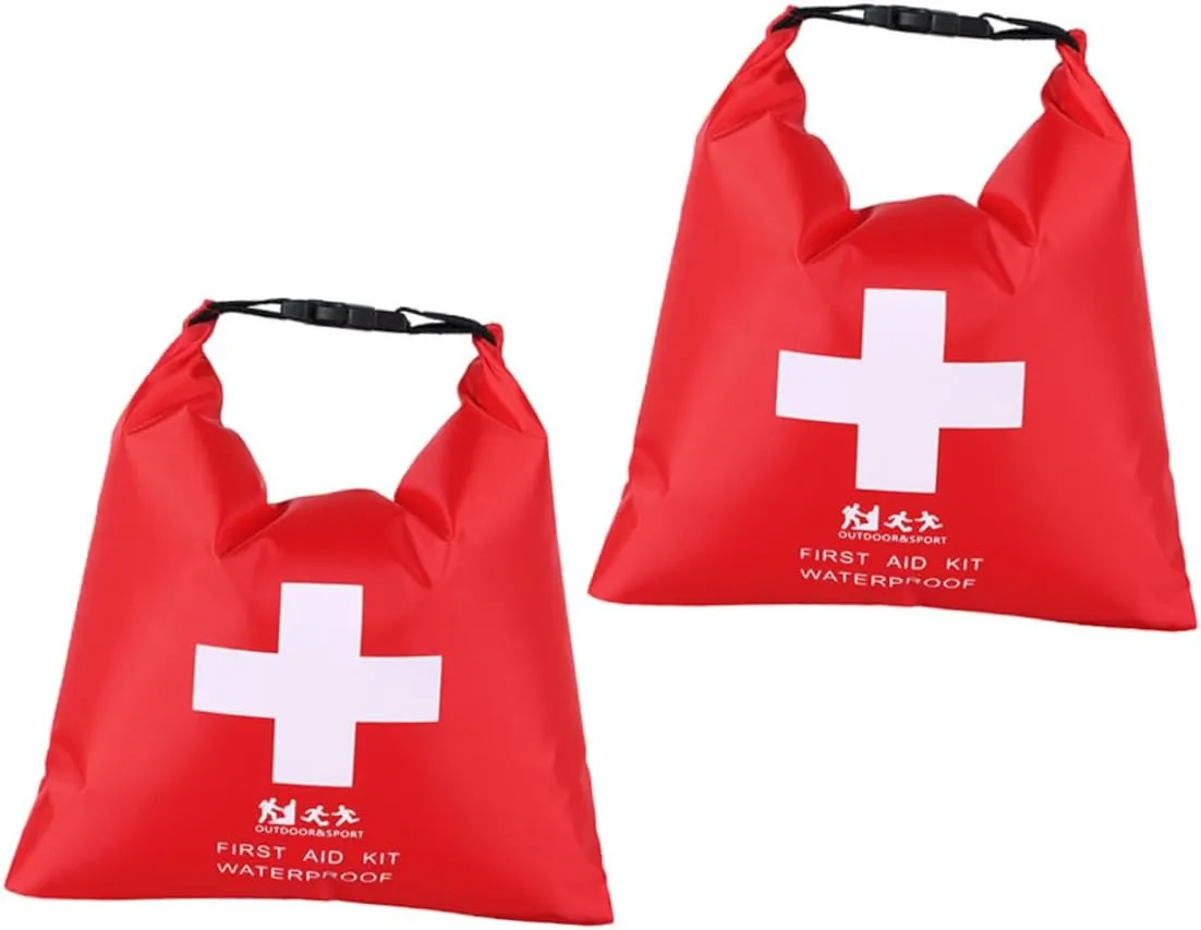 2Pcs First Aid Bag Portable Floating Storage Pack for Kayaking Swimming Canoeing Rafting Durable Emergency Bag for Outdoor Activities