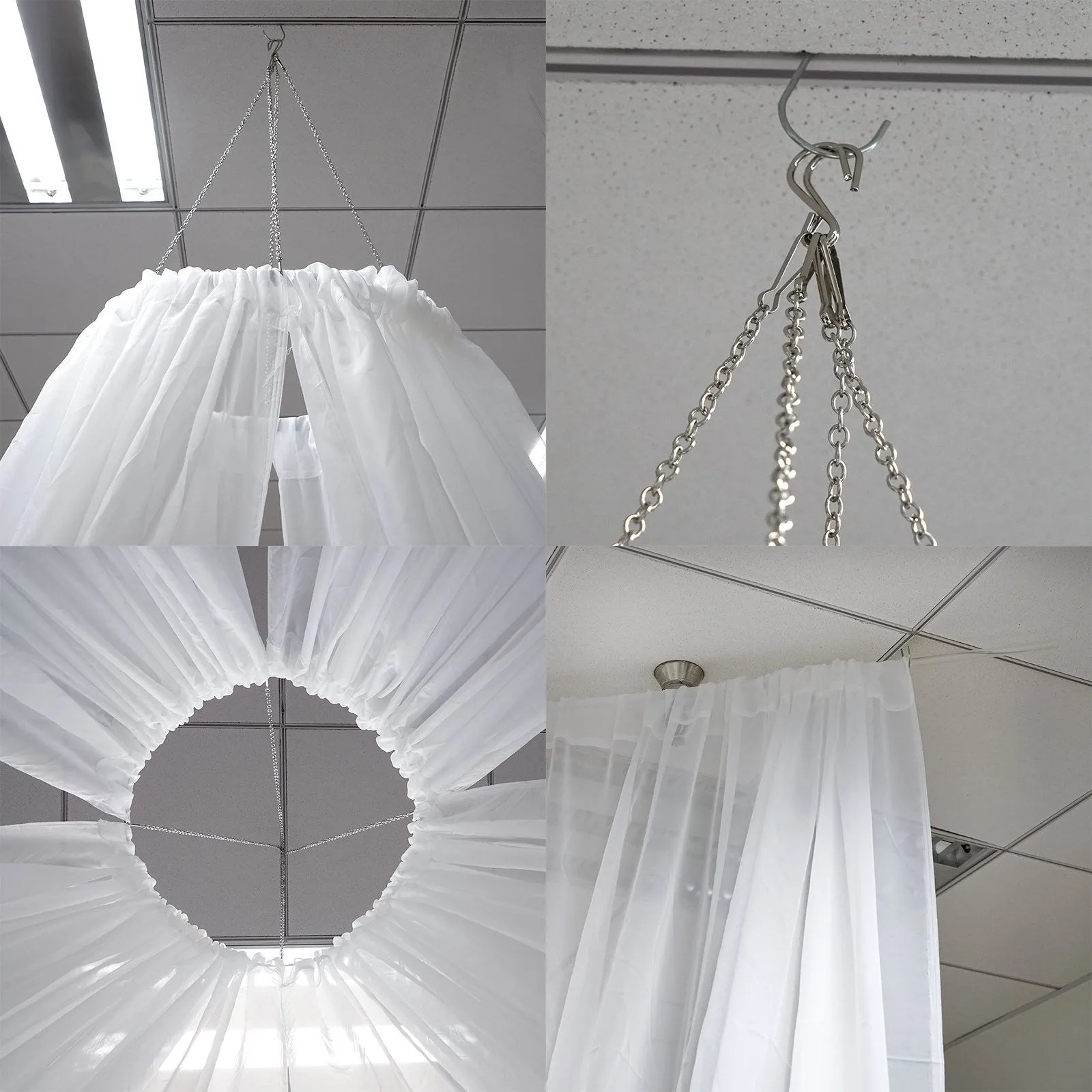 30FT Premium White Fire Retardant Sheer Voil Curtain Ceiling Panel Backdrop