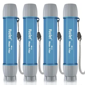4 Pack Water Filter Straw, Portable Personal Water Filtration System, Water Purifier Survival, Emergency Preparedness for Camping Hiking Drinking Travel Hunting and Family Outing