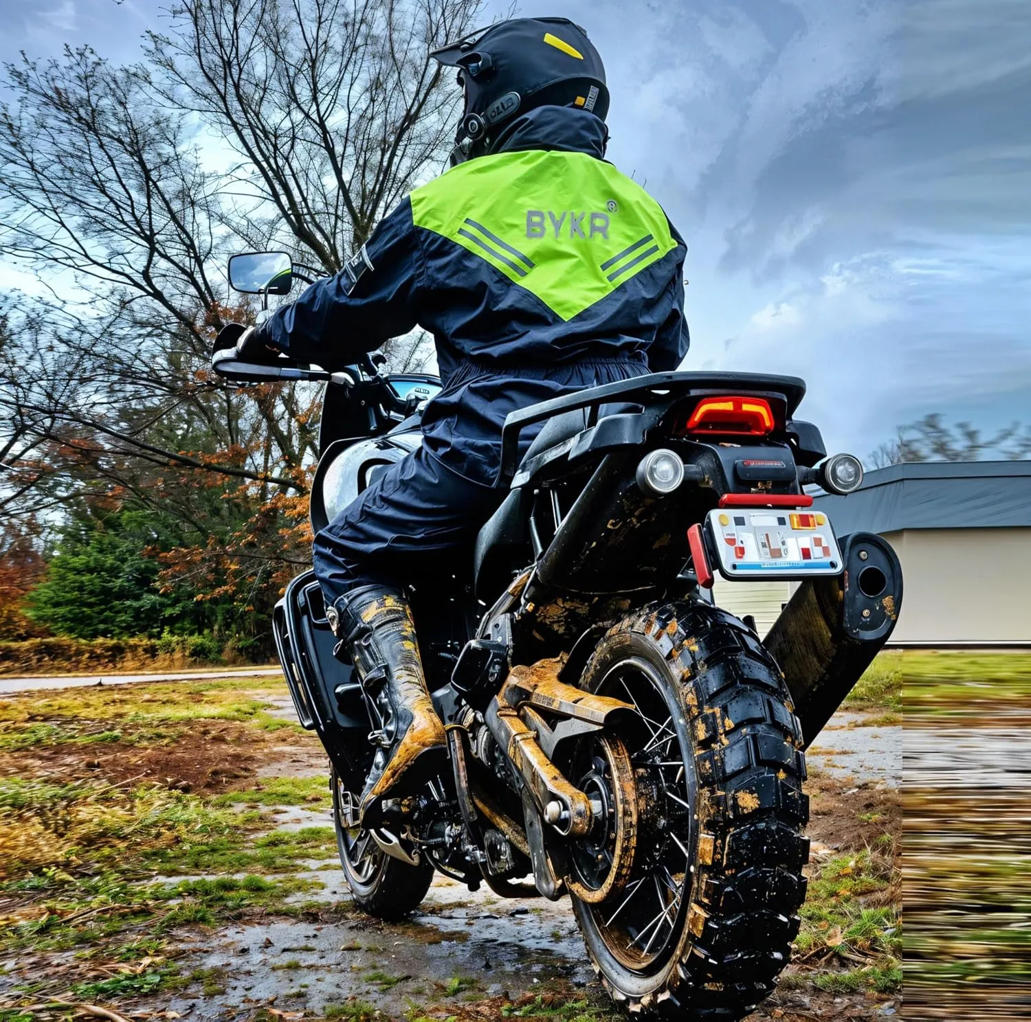 BYKR Waterproof Outdoors Motorcycle Rain Suits for Men & Women Cycling 2-Piece Breathable & Windproof Wet Weather Protection