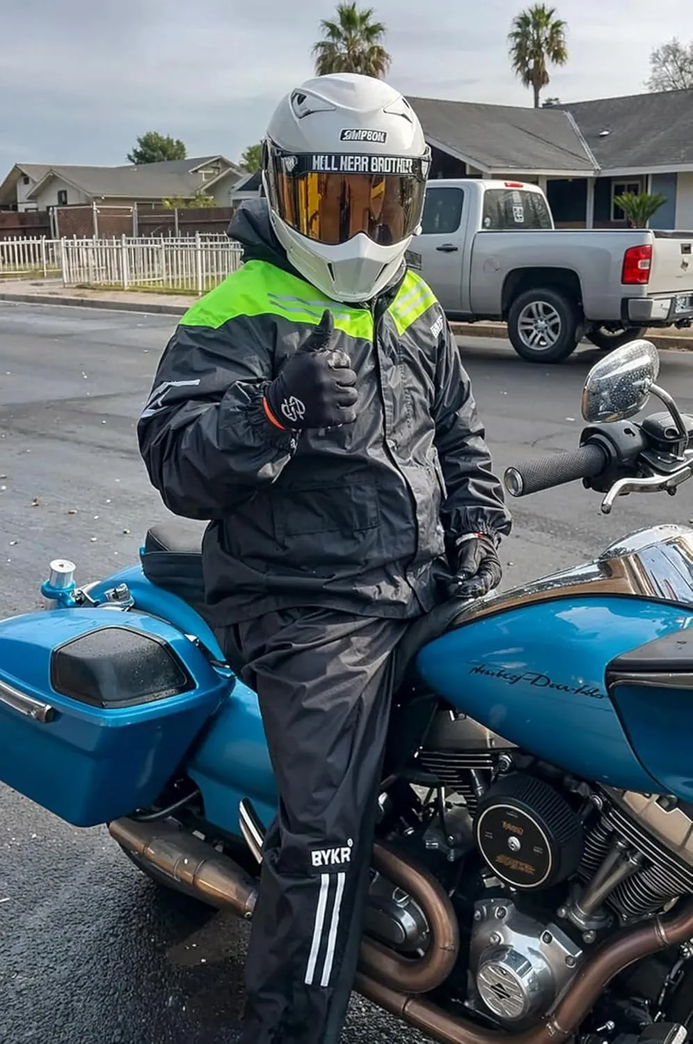 BYKR Waterproof Outdoors Motorcycle Rain Suits for Men & Women Cycling 2-Piece Breathable & Windproof Wet Weather Protection