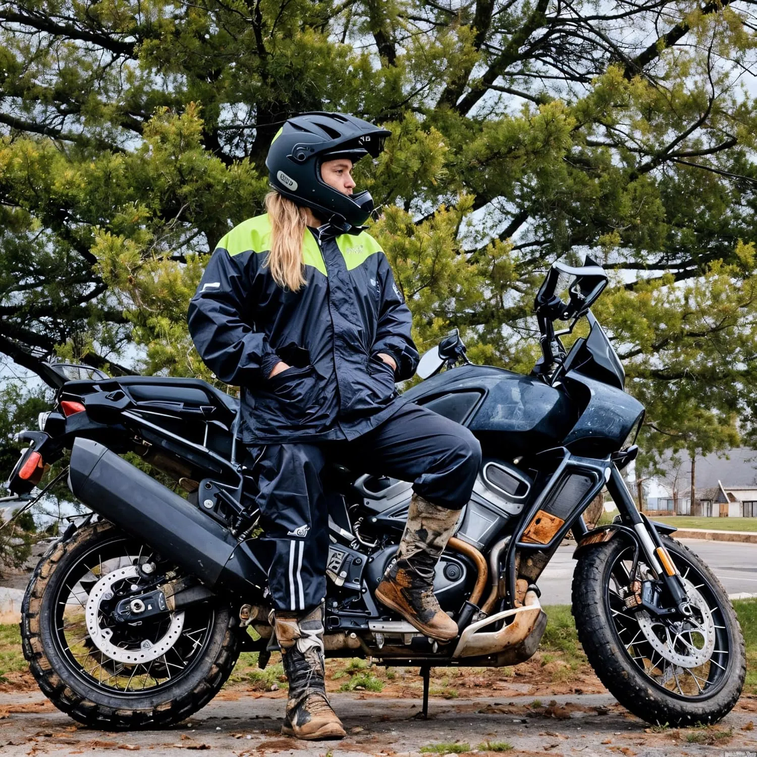 BYKR Waterproof Outdoors Motorcycle Rain Suits for Men & Women Cycling 2-Piece Breathable & Windproof Wet Weather Protection