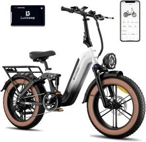 Electric Bike for Adults 1400W Peak, 48V 20AH/960wh Battery Ebike, 20" Fat Tire Adult Electric Bicycles, 28MPH 70Miles Range Step-Thru EBike, Full Suspension Hydraulic Brakes,App & NFC Ebike
