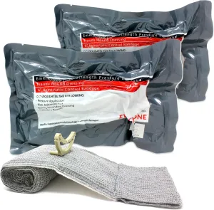 EverOne 4" Israeli Emergency High Strength Compression Bandage, Trauma Wound Dressing, Hemostatic Control Bandage, 2 Pack