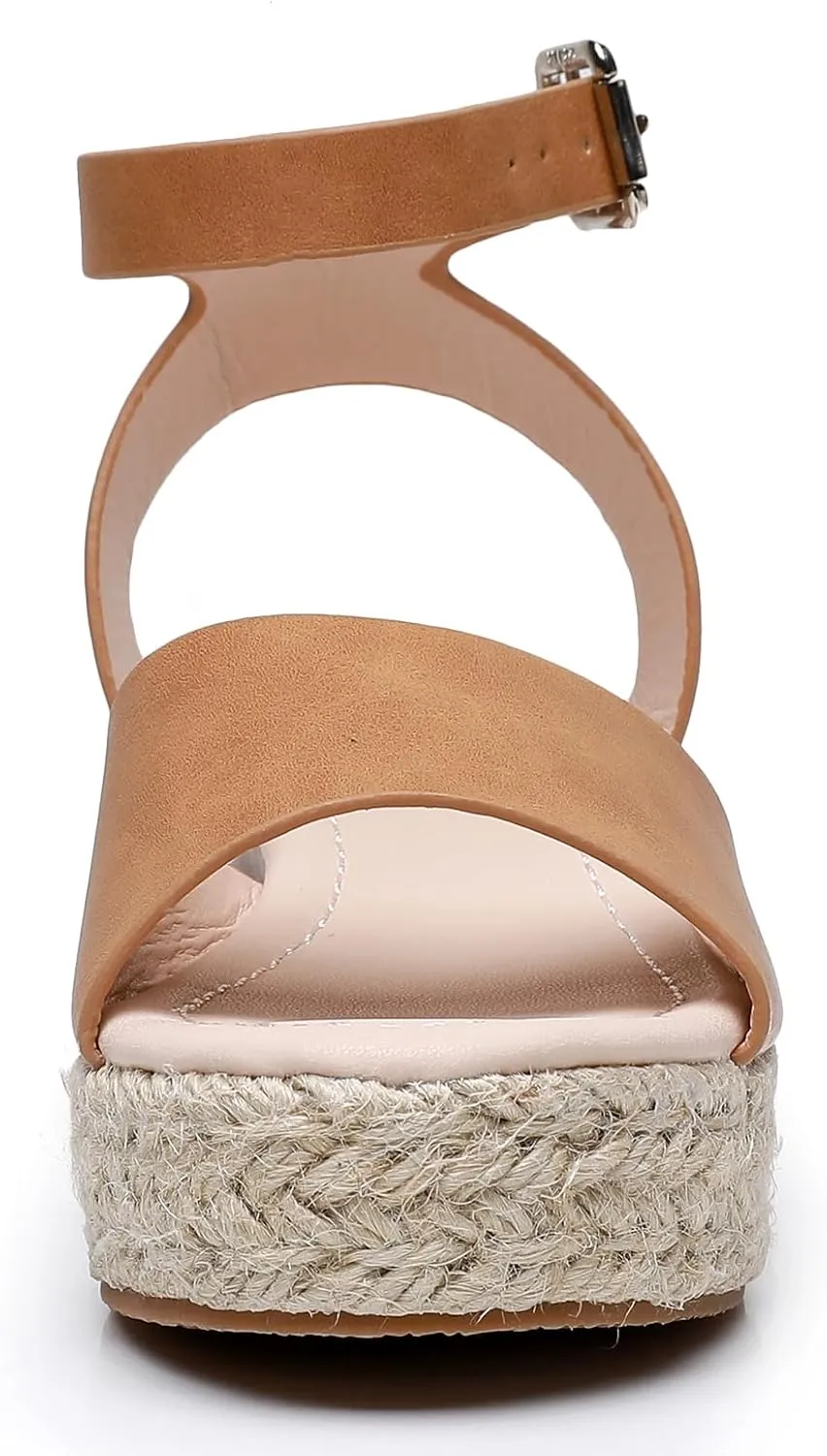 Felabo Girls' Flatform Espadrille Sandals  Open-Toe, Adjustable Ankle Strap, Casual Summer Shoes (Little Kid/Big Kid)