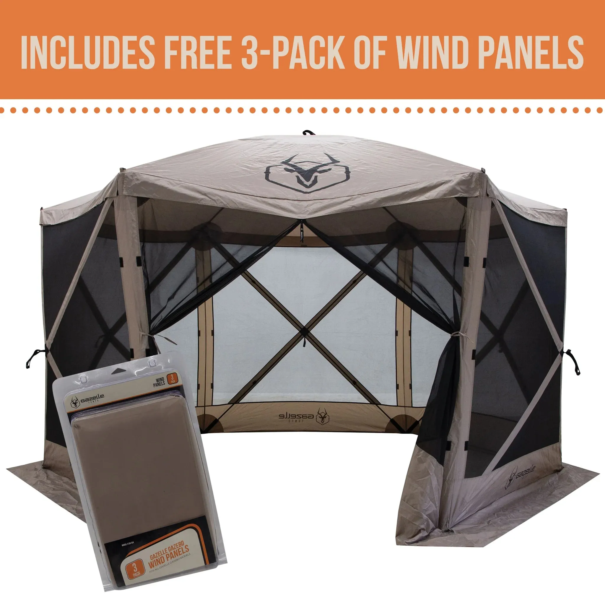 Gazelle Tents G6 6-Sided Portable Gazebo & Wind Panel Combo
