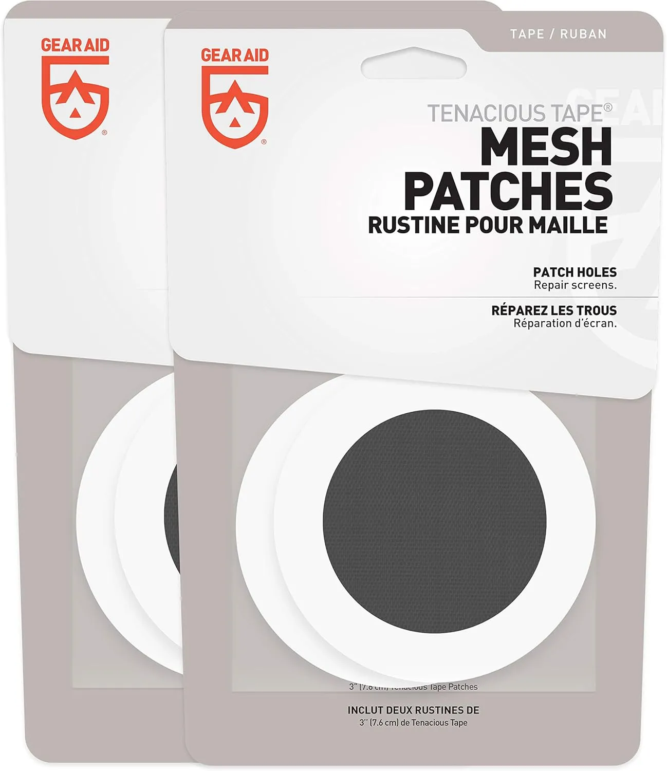 Gear AID Tenacious Tape Mesh Patches for Repairing Holes in Tents, Bug Screens, Mosquito Netting, No-See-ums and More, 3 Rounds