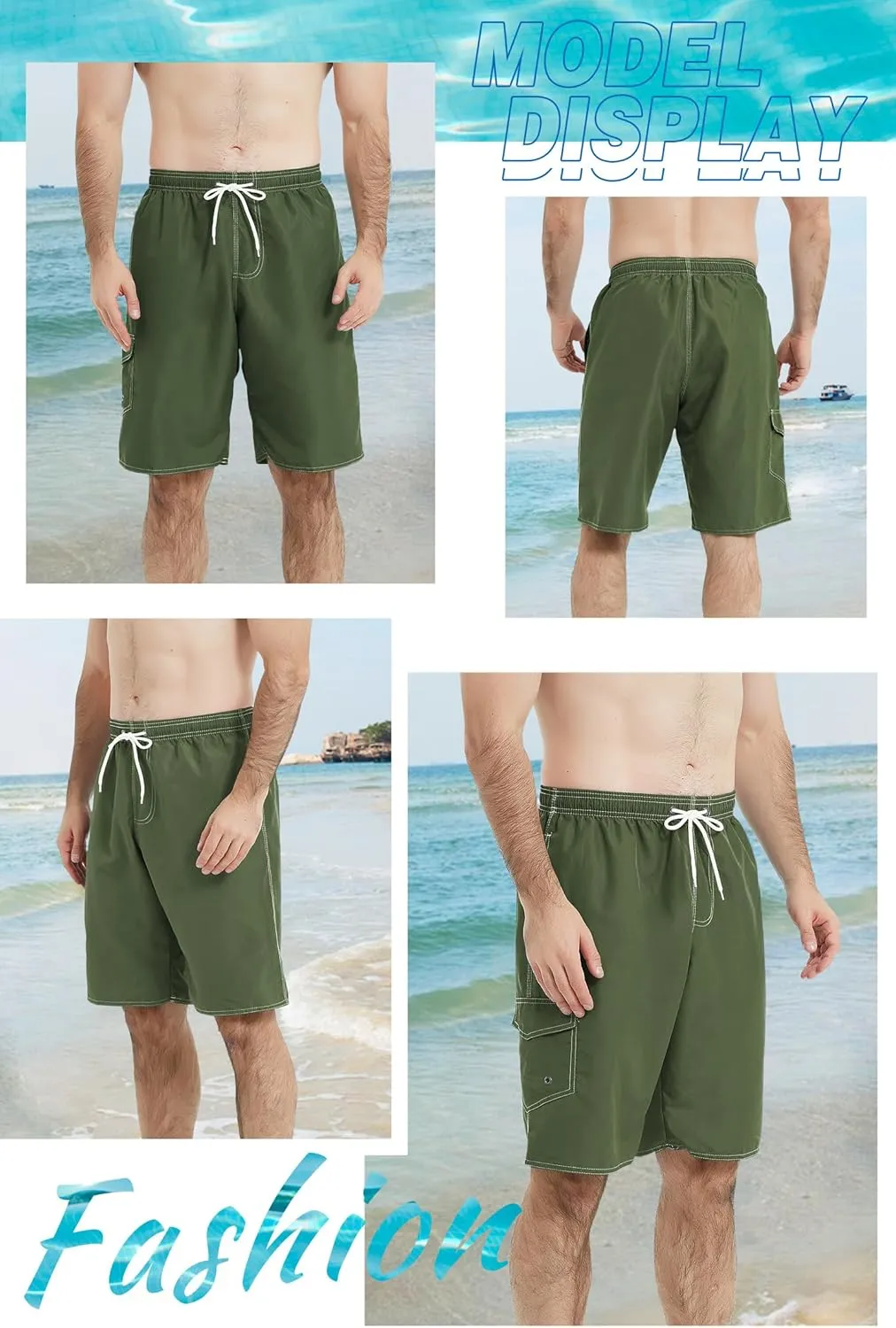 Landisun Mens Swim Trunks Board Shorts Swimsuit Swimwear Swim Shorts Bathing Suits Quick Dry with Mesh Lining