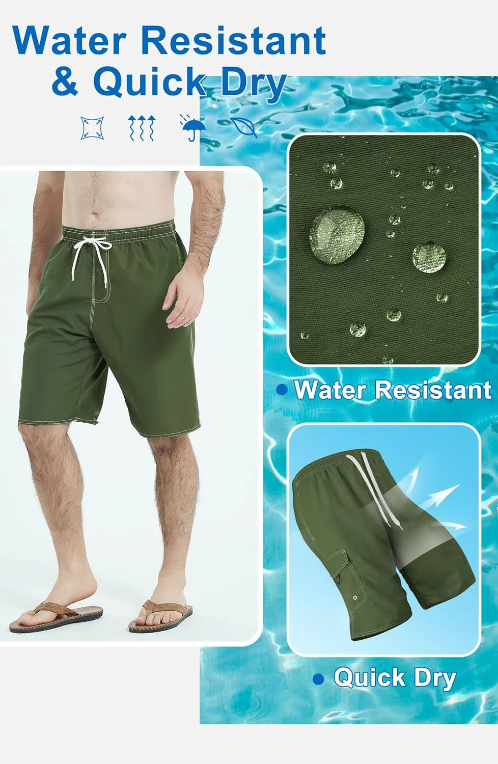 Landisun Mens Swim Trunks Board Shorts Swimsuit Swimwear Swim Shorts Bathing Suits Quick Dry with Mesh Lining