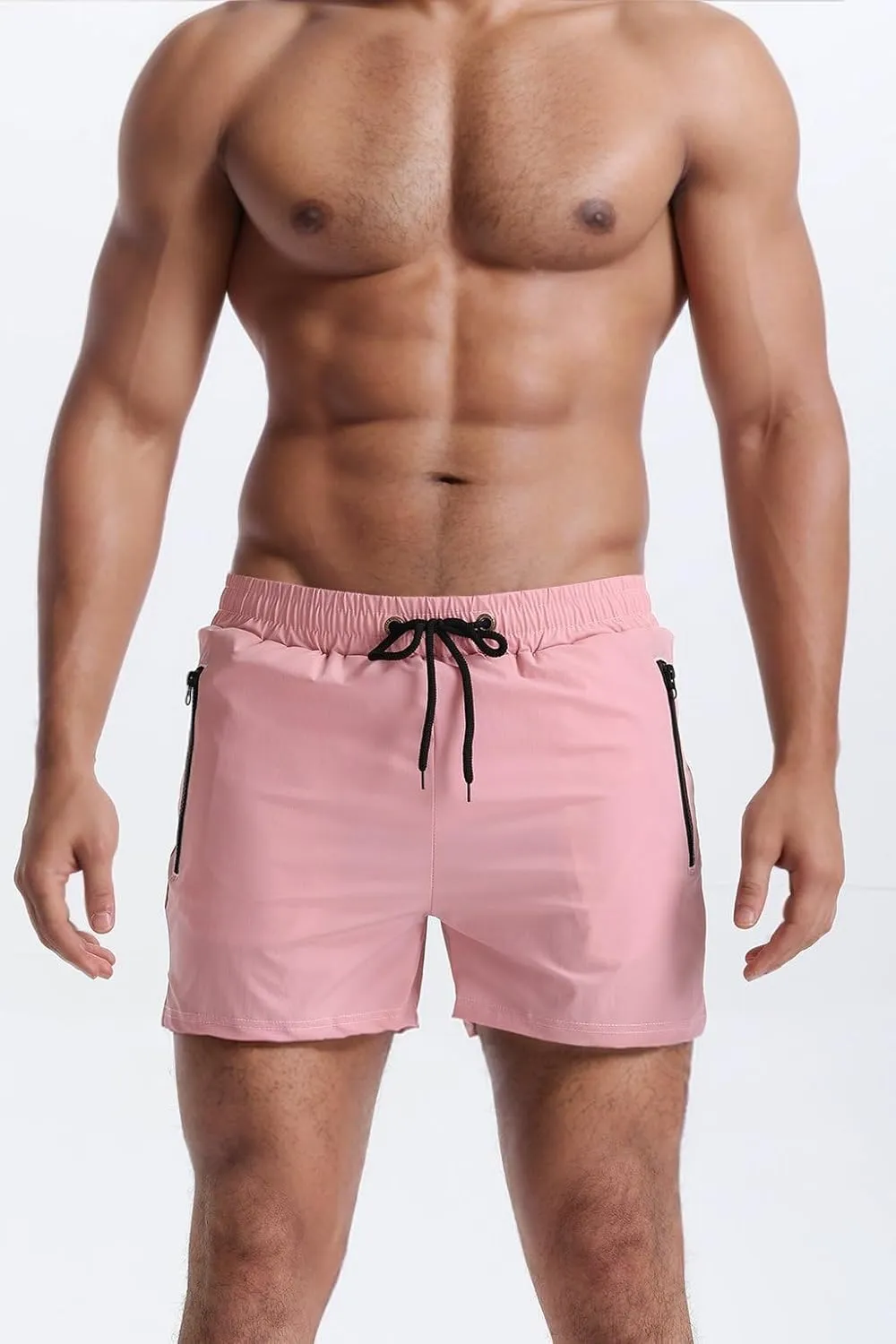 Mens 5" with Zipper Quick Dry Beach Shorts for Swimming Men Bathing Suit
