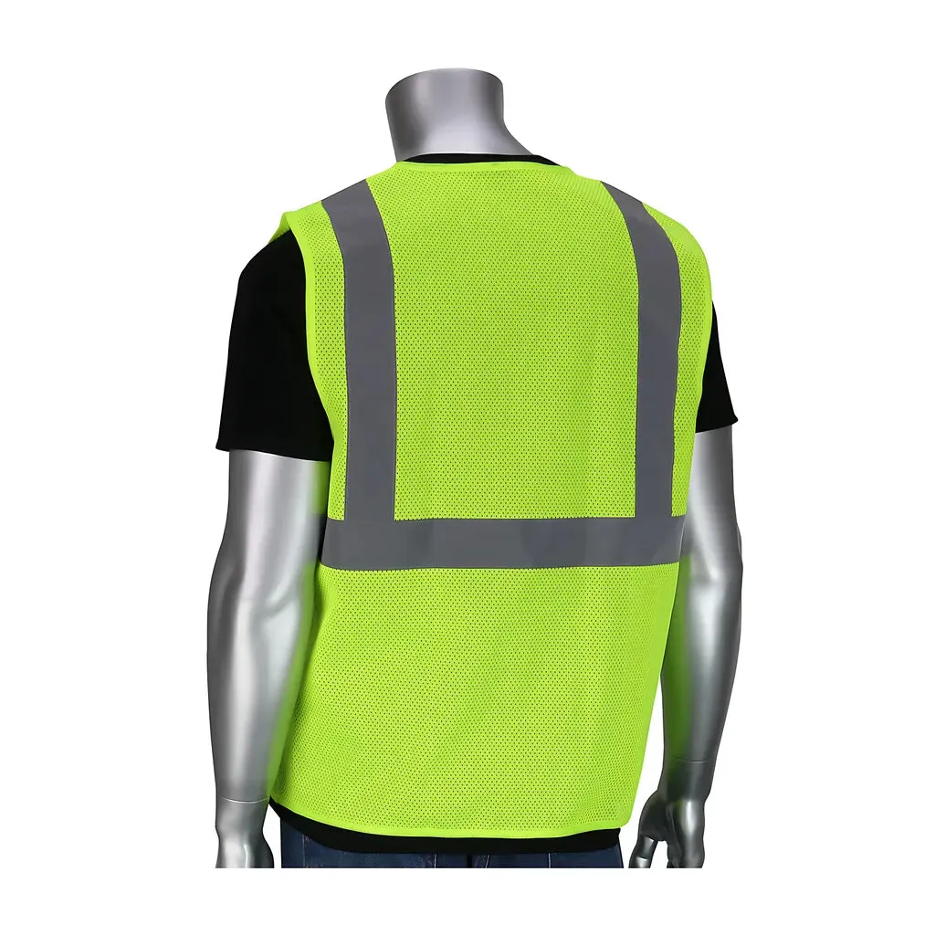 PIP 302-V200LY-4X/5X ANSI Type R Class 2 Two Pocket Value Zipper Mesh Vest