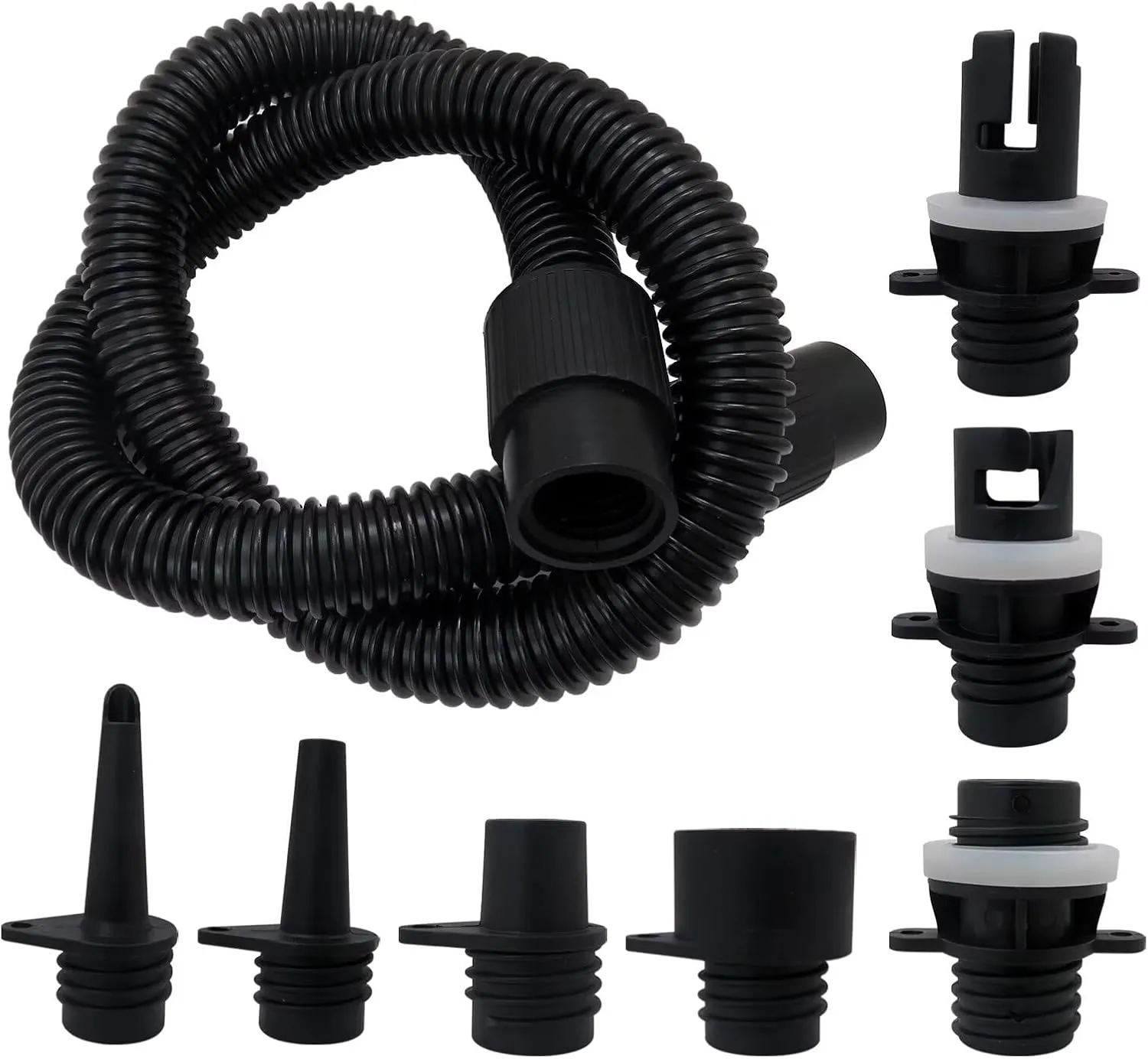 Premium Paddle Board Pump Adapter Set, 1 Air Hose   6 Air Nozzles, Removable Sup Air Pump Air Hose Connector, Suitable for Most Electric SUP Pump
