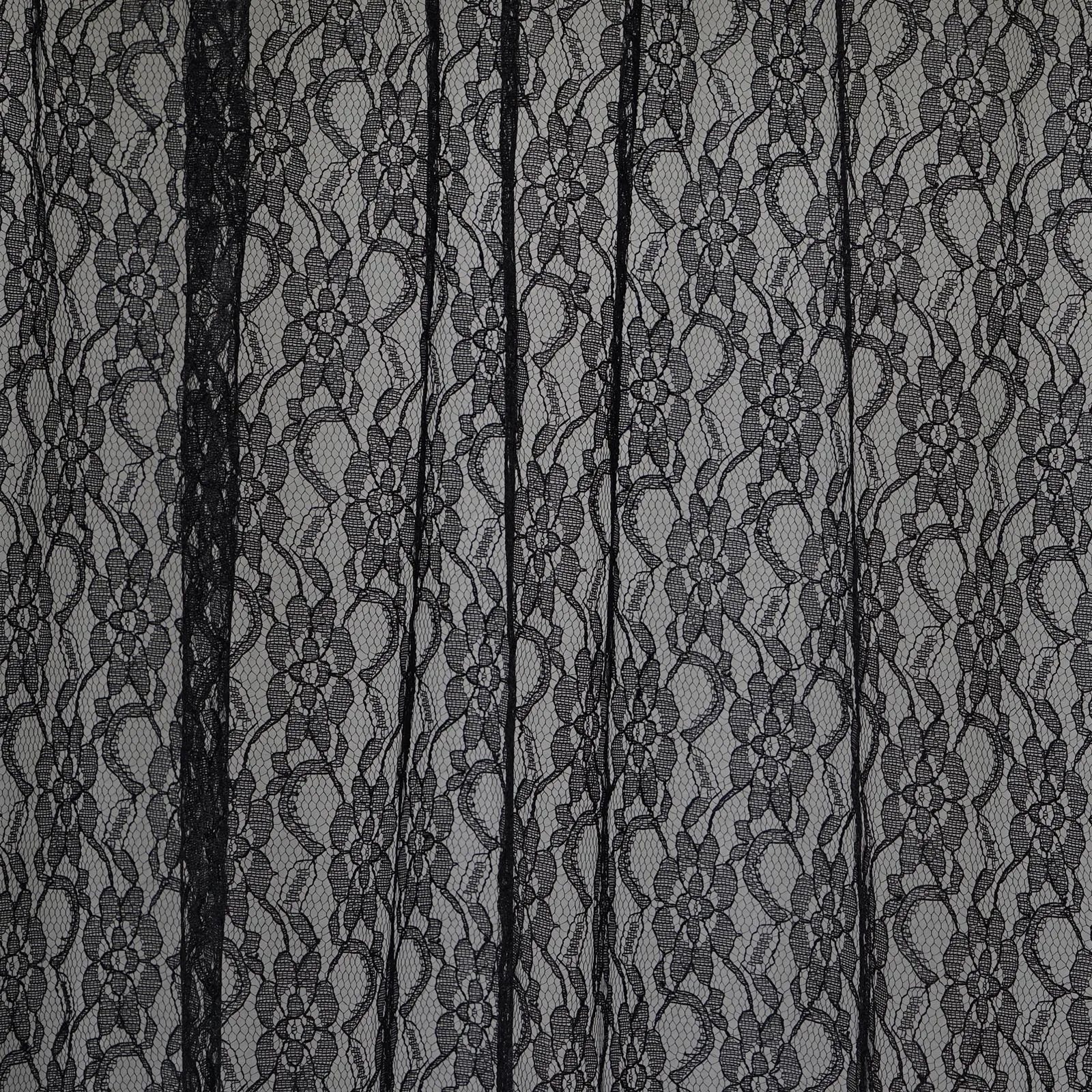 Set Of 2 Black Fire Retardant Sheer Floral Lace Premium Curtain Panel Backdrops Window Treatment With Rod Pockets - 5FTx10FT