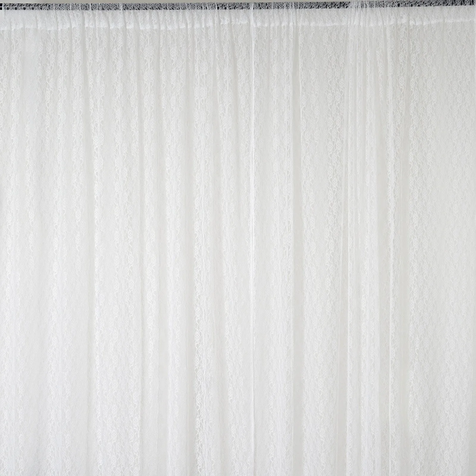 Set Of 2 Ivory Fire Retardant Sheer Floral Lace Premium Curtain Panel Backdrops Window Treatment With Rod Pockets - 5FTx10FT