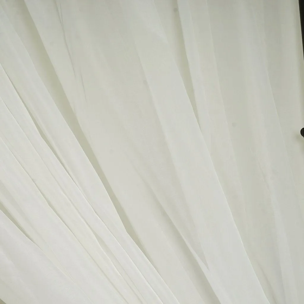 Set Of 2 Ivory Fire Retardant Sheer Organza Premium Curtain Panel Backdrops Window Treatment With Rod Pockets - 5FTx10FT
