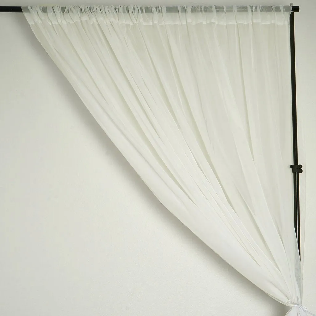 Set Of 2 Ivory Fire Retardant Sheer Organza Premium Curtain Panel Backdrops Window Treatment With Rod Pockets - 5FTx10FT