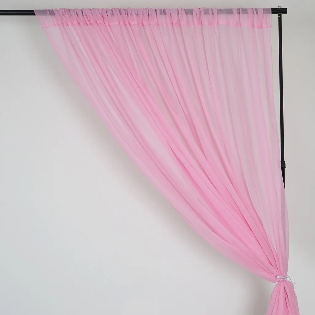 Set Of 2 Pink Fire Retardant Sheer Organza Premium Curtain Panel Backdrops Window Treatment With Rod Pockets - 5FTx10FT