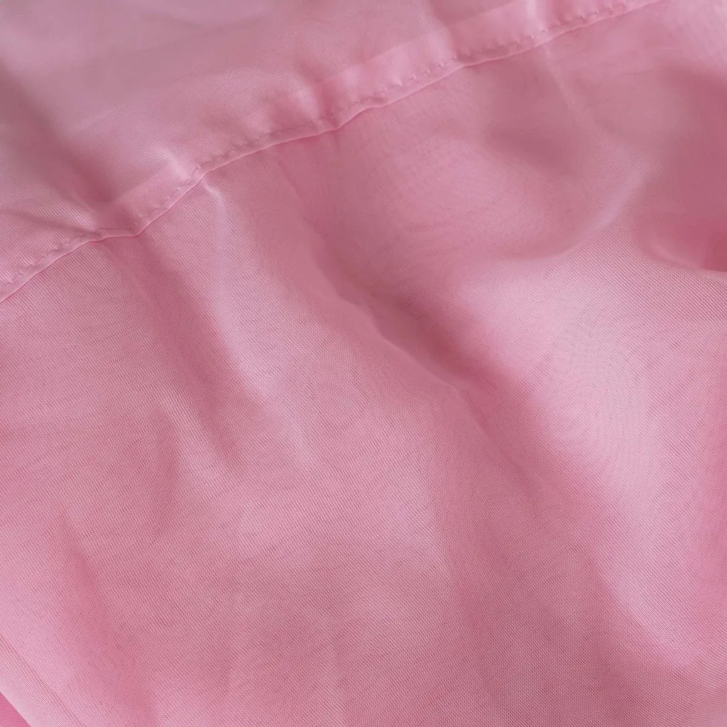 Set Of 2 Pink Fire Retardant Sheer Organza Premium Curtain Panel Backdrops Window Treatment With Rod Pockets - 5FTx10FT