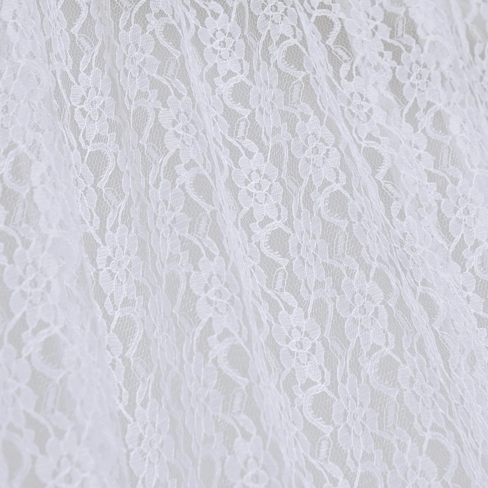 Set Of 2 White Fire Retardant Sheer Floral Lace Premium Curtain Panel Backdrops Window Treatment With Rod Pockets - 5FTx10FT