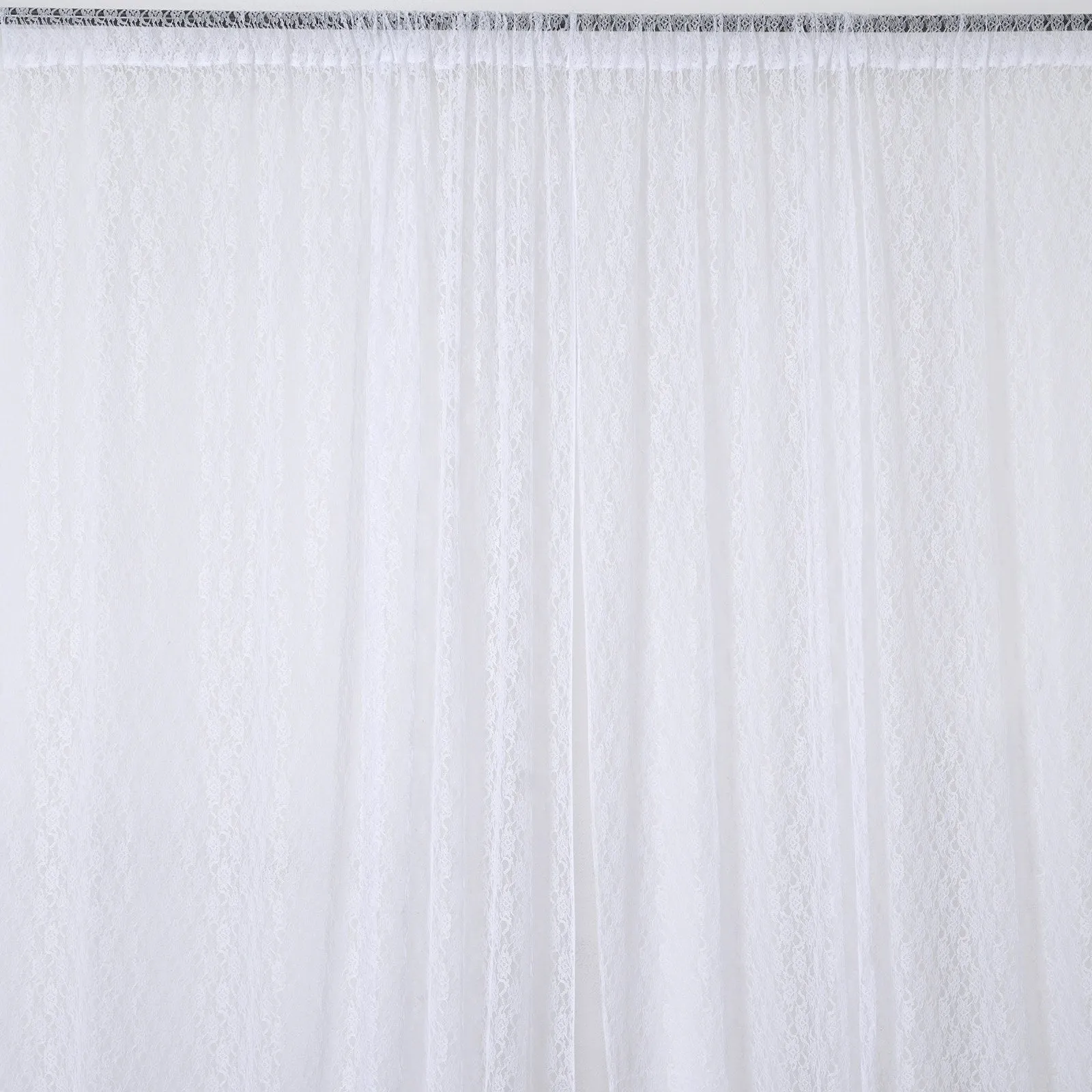 Set Of 2 White Fire Retardant Sheer Floral Lace Premium Curtain Panel Backdrops Window Treatment With Rod Pockets - 5FTx10FT
