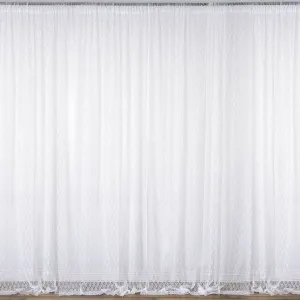Set Of 2 White Fire Retardant Sheer Floral Lace Premium Curtain Panel Backdrops Window Treatment With Rod Pockets - 5FTx10FT