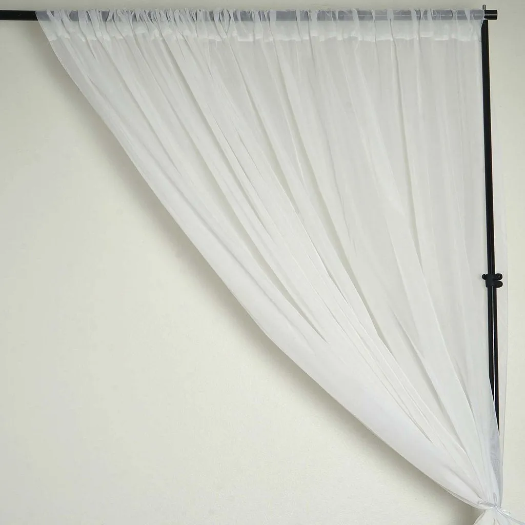 Set Of 2 White Fire Retardant Sheer Organza Premium Curtain Panel Backdrops Window Treatment With Rod Pockets - 5FTx10FT