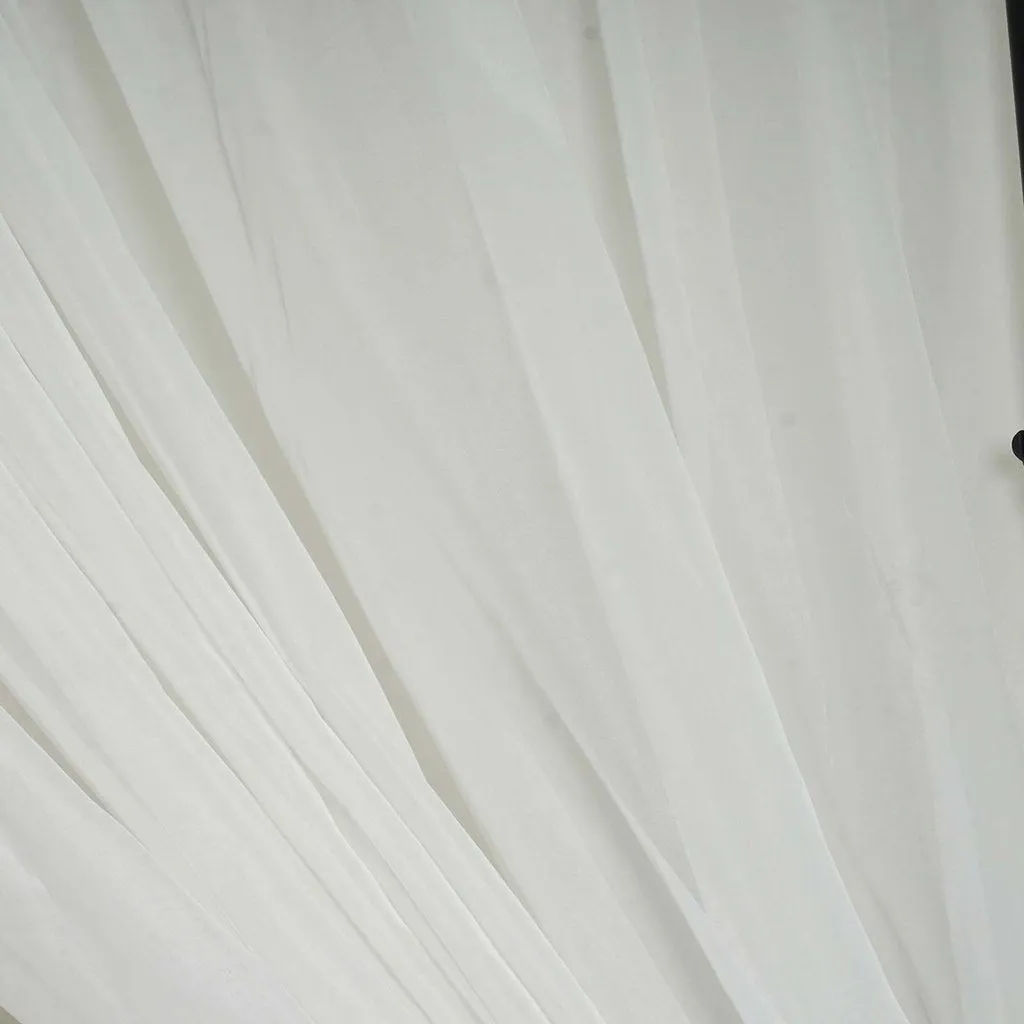 Set Of 2 White Fire Retardant Sheer Organza Premium Curtain Panel Backdrops Window Treatment With Rod Pockets - 5FTx10FT