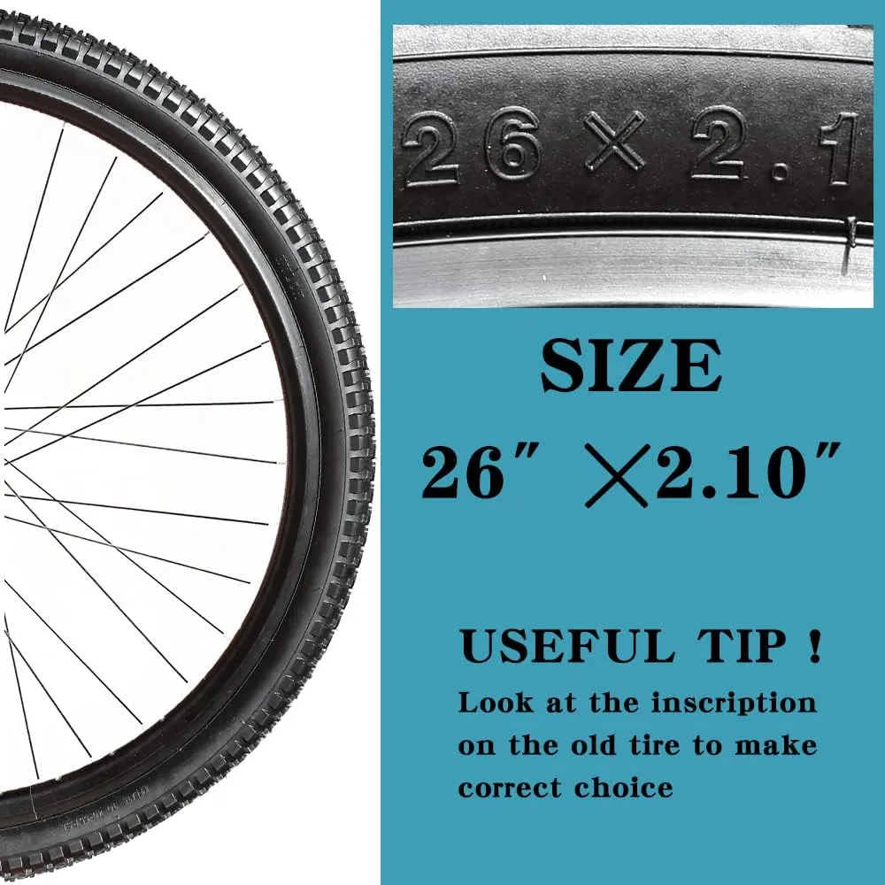 SIMEIQI 2 Pack 20"x2.125"/ 26"x2.1"/ 29"x2.125" Inch Bike Tire with 2 Levers for Mountain Foldable Replacement Beach Bicycle Tires
