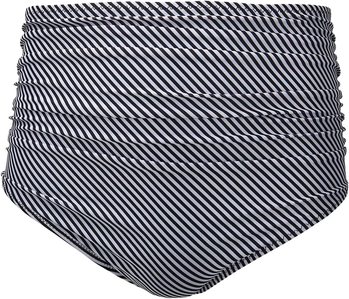 Tempt Me Women High Waisted Bikini Bottom Retro Ruched Swim Bottom Shirred Tankinis Brief