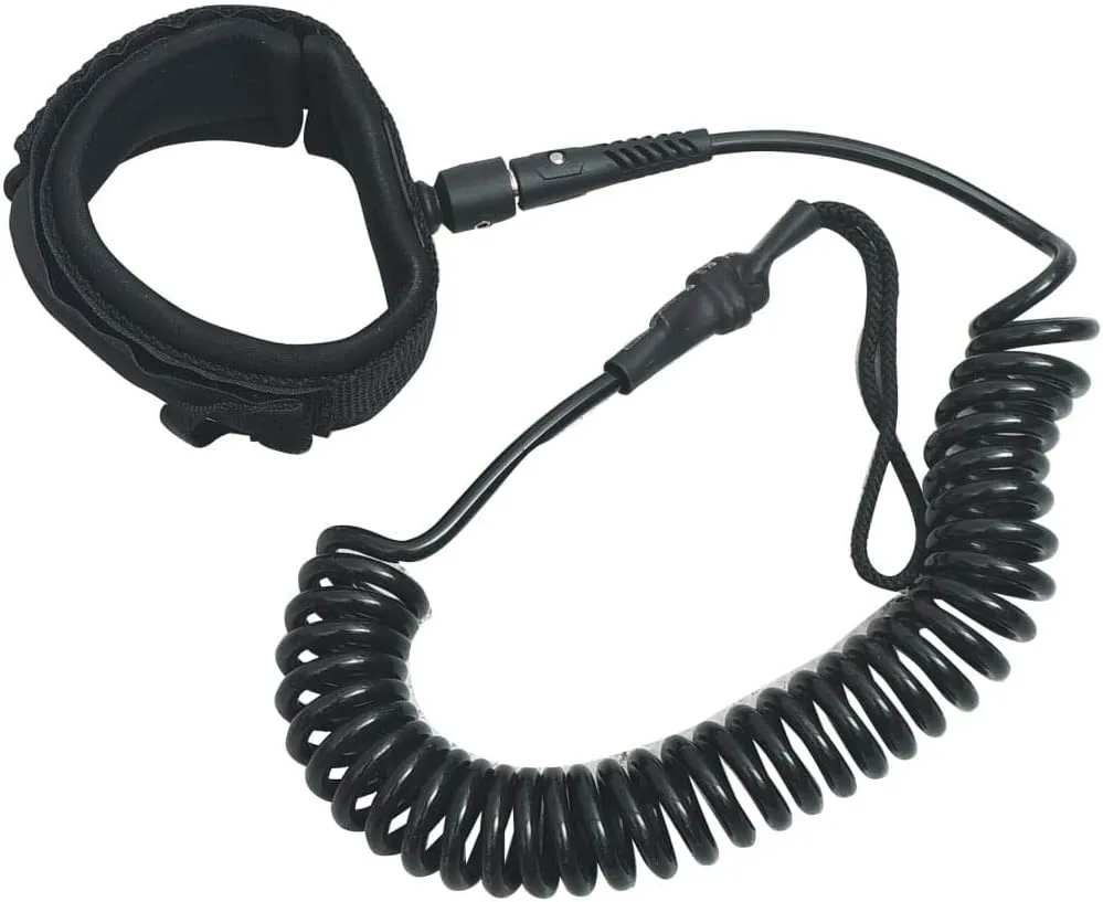 Tidyard SUP Coiled Leash Black 10 Inch Length Paddle Board Surfboard Leash with Padded Ankle Strap