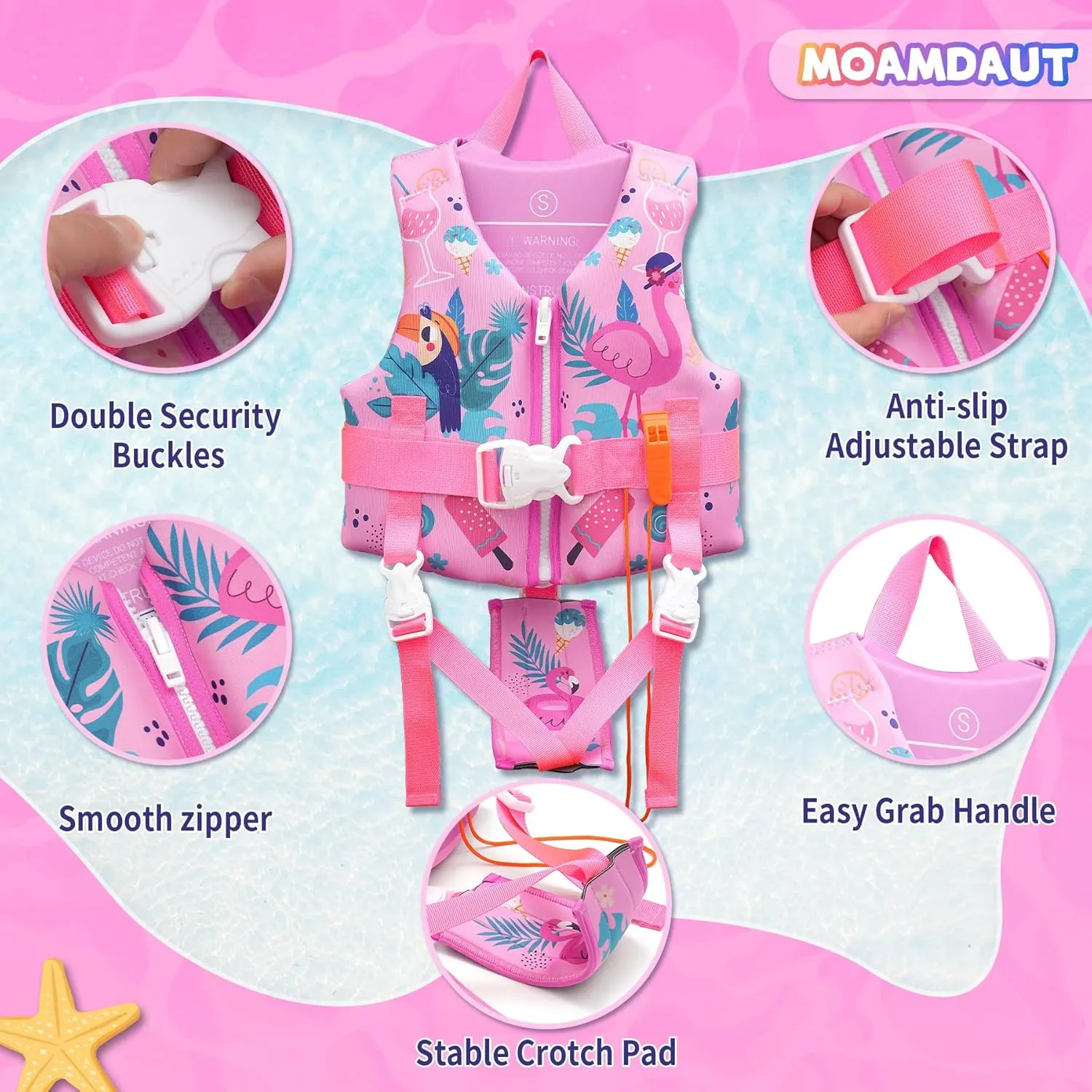 Toddler Swim Vest with Adjustable Strap for 22-30-40-50-90lbs Boys Girls Swimming Aids for 1-9  Years Toddlers Kids Float Jacket Suit for Swim Sea Beach Water Pool