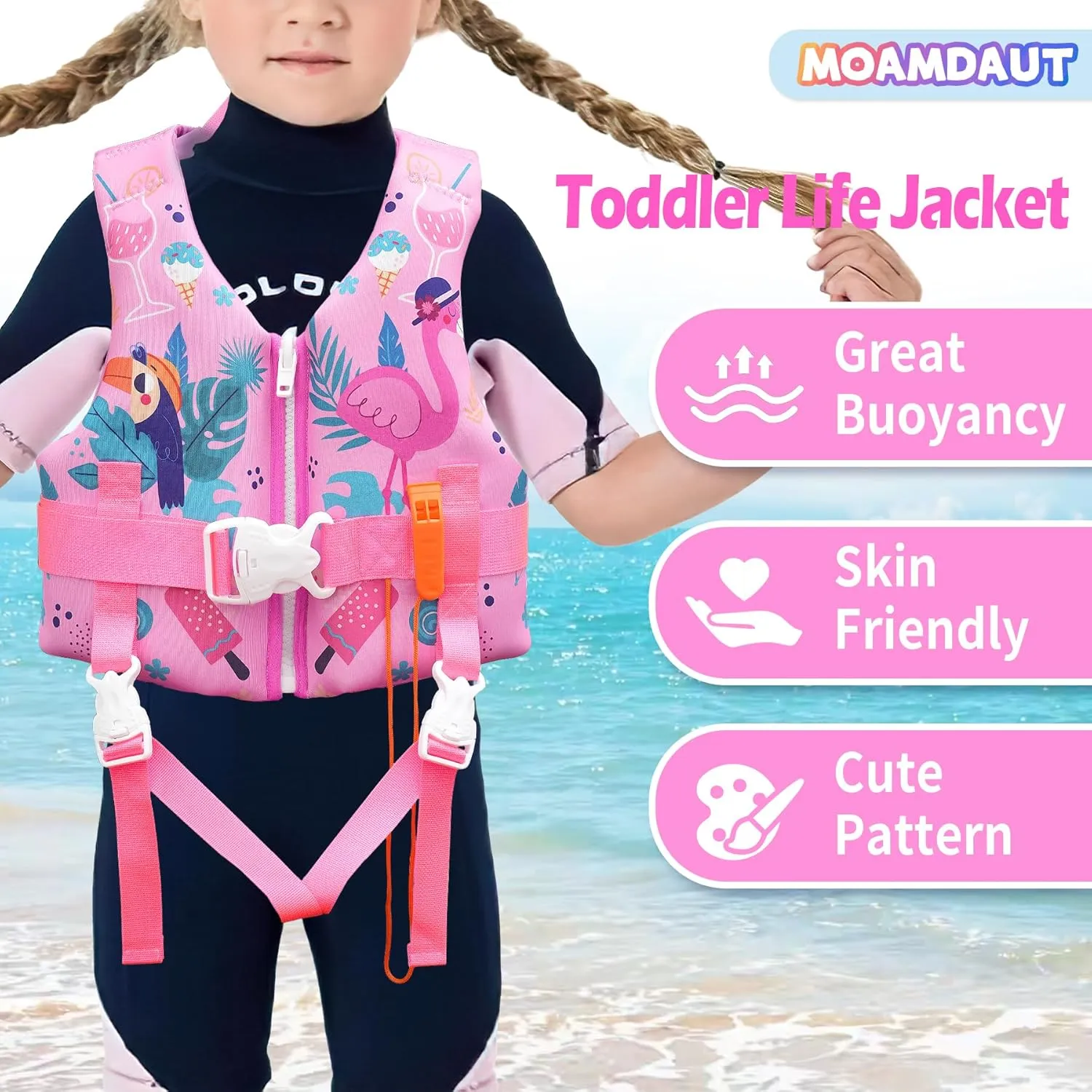 Toddler Swim Vest with Adjustable Strap for 22-30-40-50-90lbs Boys Girls Swimming Aids for 1-9  Years Toddlers Kids Float Jacket Suit for Swim Sea Beach Water Pool