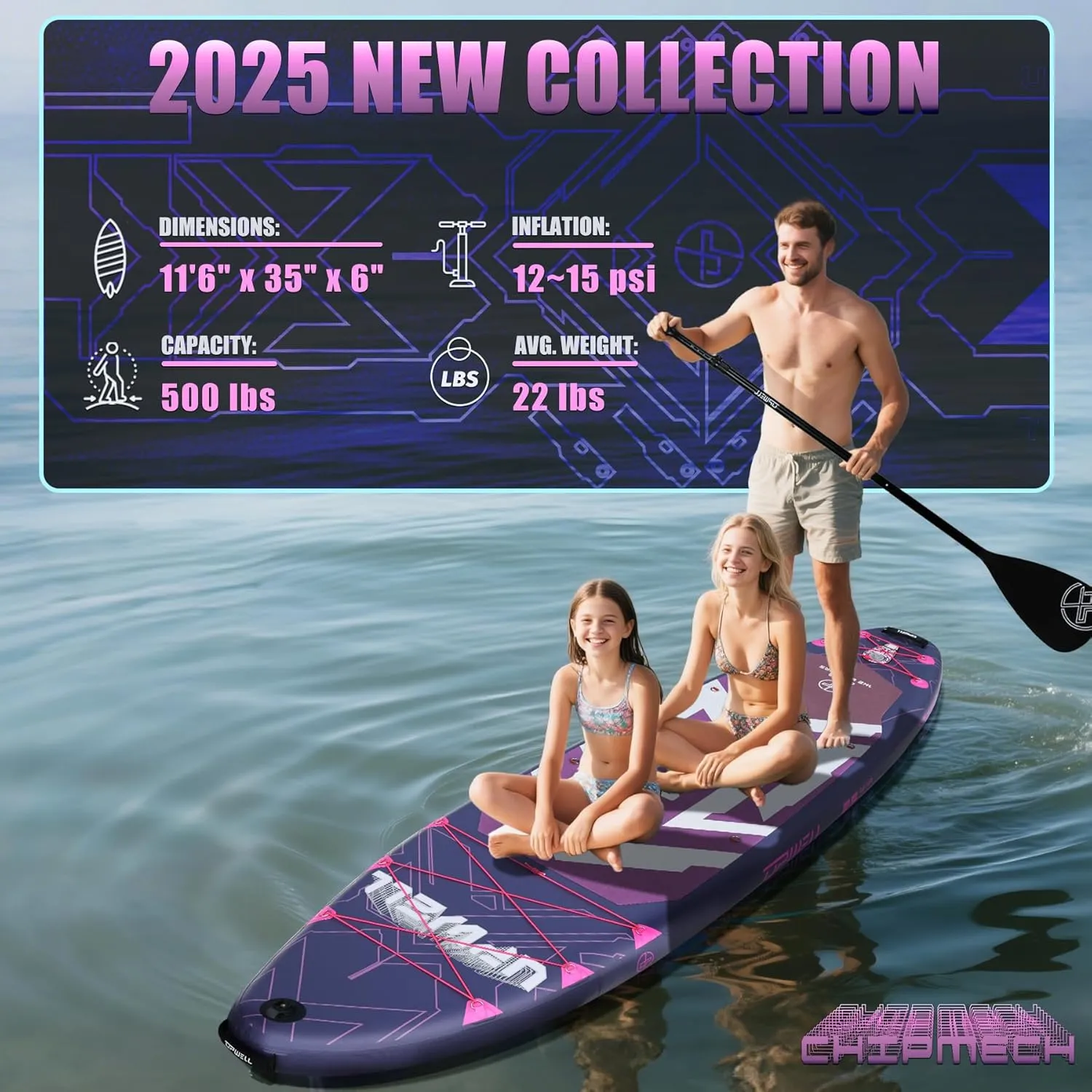 UPWELL 11'6"35" Extra Wide Inflatable Paddle Board, Stand Up Paddle Board for Youth & Adults, Stable Design, Premium SUP Accessories, 120L Backpack, 10L Dry Bag, Paddle, Leash, Hand Pump, US Fins
