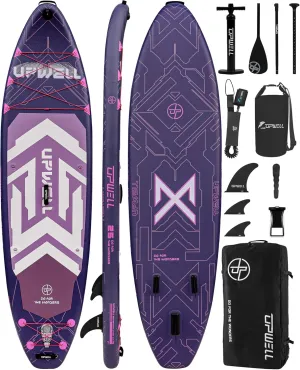 UPWELL 11'6"35" Extra Wide Inflatable Paddle Board, Stand Up Paddle Board for Youth & Adults, Stable Design, Premium SUP Accessories, 120L Backpack, 10L Dry Bag, Paddle, Leash, Hand Pump, US Fins
